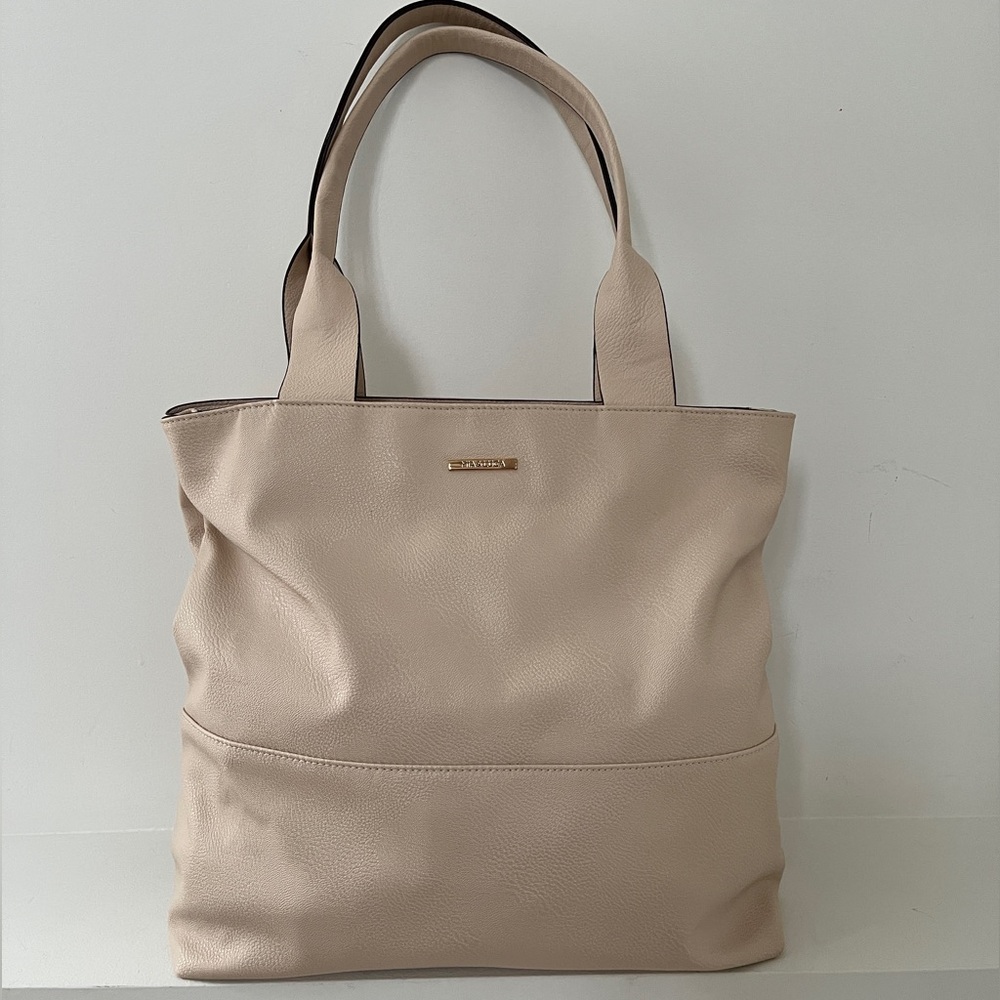MIA & LUCA Bentley Leathers Tote Bag Shoulder Bag Cream Colour Zip Top Chic